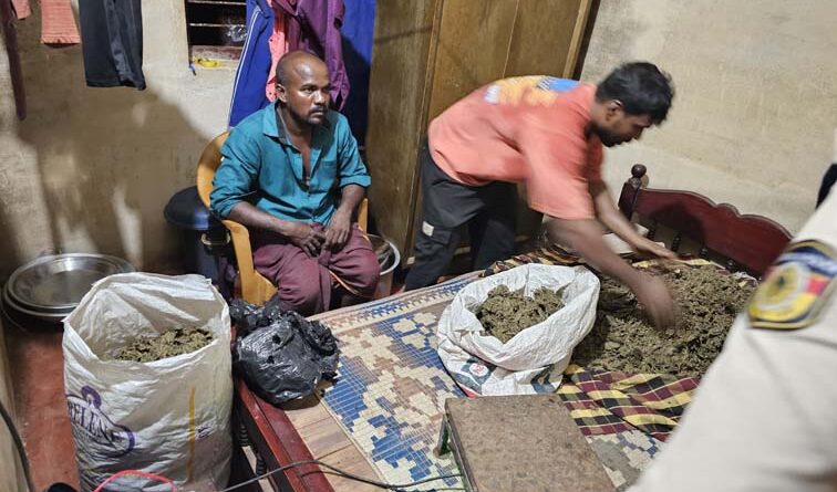 ಮನೆಯ ಬೆಡ್‌ರೂಮ್‌ನಲ್ಲಿ ಬಚ್ಚಿಡಲಾಗಿದ್ದ 33 ಕಿಲೋ ಗಾಂಜಾ ಪತ್ತೆ: ಓರ್ವ ಸೆರೆ